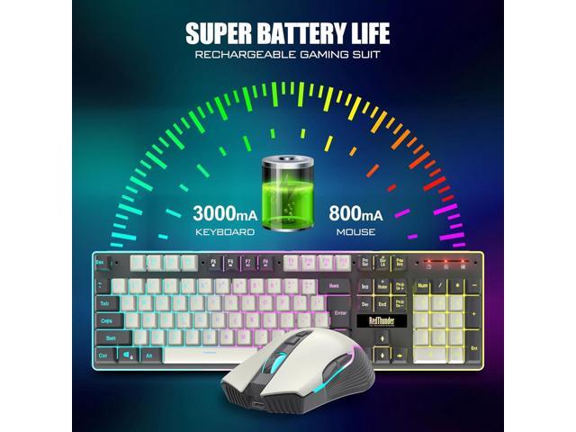 RedThunder K10 Pro Wireless Gaming Keyboard and Mouse Combo, RGB Backlit Rechargeable 3800mAh Battery, Mechanical Feel Anti-ghosting Keyboard + 7D...