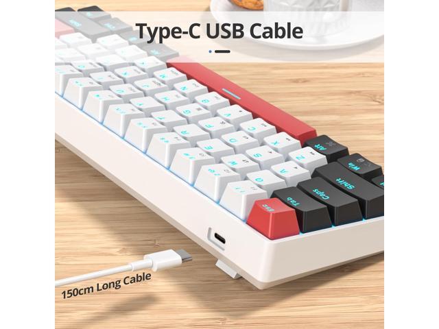 surmen 60% Mechanical Gaming Keyboard with Linear Red Switch, Wired Mini Compact Keyboard 60 Percent Backlit for Laptop Desktop PC Gamers 61...