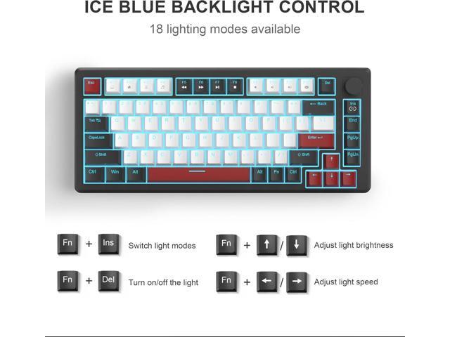 MageGee 75% Mechanical Gaming Keyboard, Compact Blue Backlit Wired Gaming Keyboards with Red Switches, EVA Foam, Knob Control, STAR75 Portable NKRO...