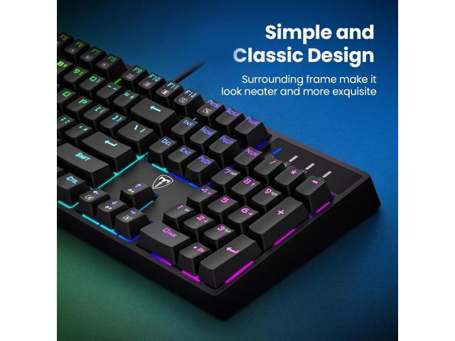 RisoPhy Mechanical Gaming Keyboard, Blue Switch USB Wired Keyboard, 20 RGB Light up Backlit Modes, 104 Key Full Size Clicky Keyboards,...