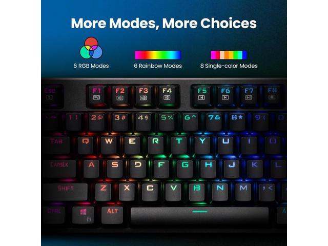 RisoPhy Mechanical Gaming Keyboard, Blue Switch USB Wired Keyboard, 20 RGB Light up Backlit Modes, 104 Key Full Size Clicky Keyboards,...