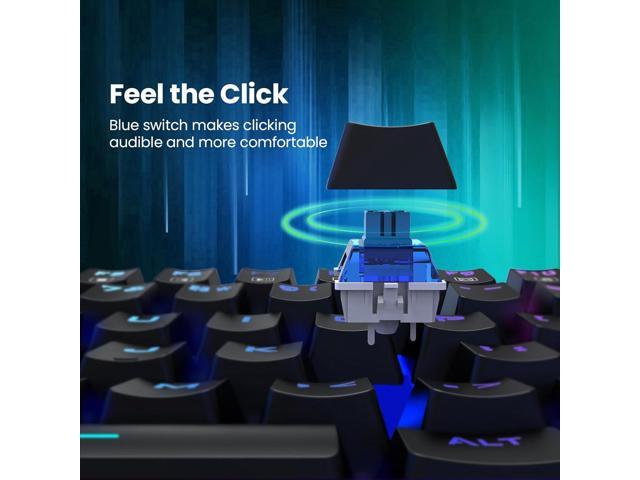 RisoPhy Mechanical Gaming Keyboard, Blue Switch USB Wired Keyboard, 20 RGB Light up Backlit Modes, 104 Key Full Size Clicky Keyboards,...