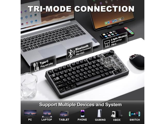 YUNZII B75 PRO MAX QMK/VIA Wireless Mechanical Keyboard,75% Layout with Screen and Knob,Custom Hot Swap Gasket,Creamy Pre-lubed...