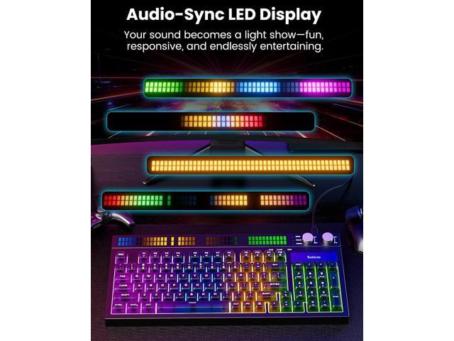 SABLUTE Quiet Gaming Keyboard with Sound-Sync RGB LED Display, 94-Key Wired PC Gaming Keyboards for Pro Gamers, Tactile Mechanical Feel,...