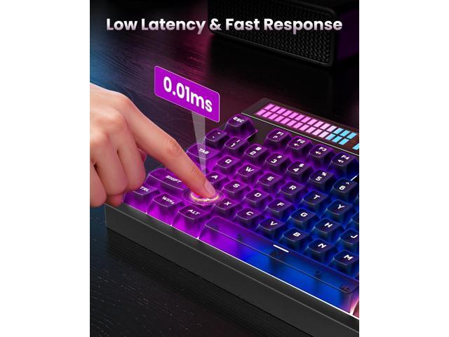 SABLUTE Quiet Gaming Keyboard with Sound-Sync RGB LED Display, 94-Key Wired PC Gaming Keyboards for Pro Gamers, Tactile Mechanical Feel,...