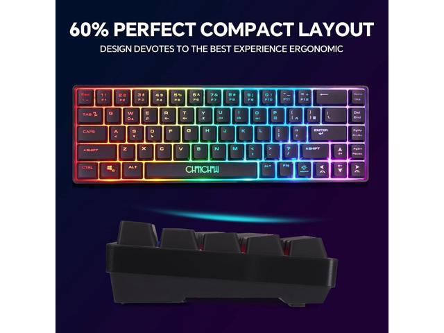 CHONCHOW 60% Wireless Gaming Keyboard and Mouse Combo, RGB Backlit Rechargeable LED Light Up Keyboards,Wireless Gaming Mouse and Keyboard for Xbox...