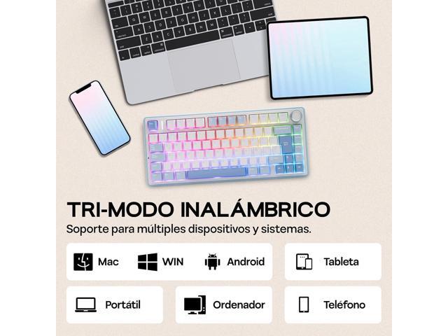EPOMAKER Aula F75 ISO-ES Wireless Mechanical Gaming Keyboard, 75% Spanish Layout with Knob, Creamy Gasket, Sound-Dampening, RGB, Hot-Swap,...