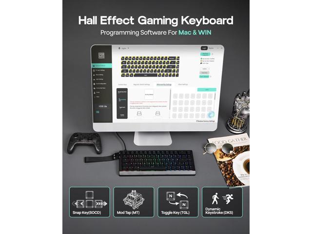 EPOMAKER HE68 Lite Hall Effect Gaming Keyboard, 8k Polling & 128K Scan Rate, 0.005mm Adjustable Trigger, 0.125ms Latency, 5-Layer Sound-Dampened,...
