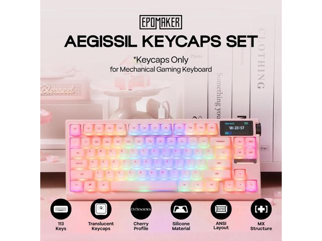 EPOMAKER AegisSil Keycap Set, Silicone Material, Cherry Profile, 113 Keys, 65%/75%/96%/Full Size, Custom Keyboard Keycaps Set for Cherry MX, Kailh,...