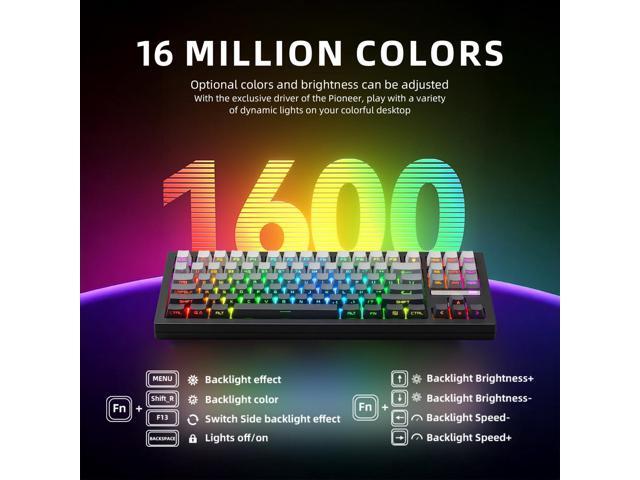 ZORNHER ZH870 Wireless Mechanical Gaming Keyboard,80% Black Custom Creamy Sound Keyboard with Shine Through PBT Keycaps,Pre-lubed Linear...