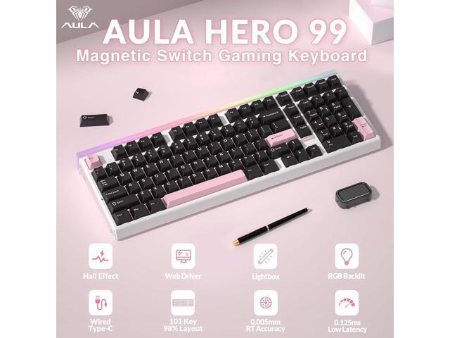 AULA Hero 99 Wired Gaming Keyboard, Hall Effect Keyboard with Rapid Trigger Mode, Hot Swappable Magnetic Switch Keyboard with Number Pad, Web...