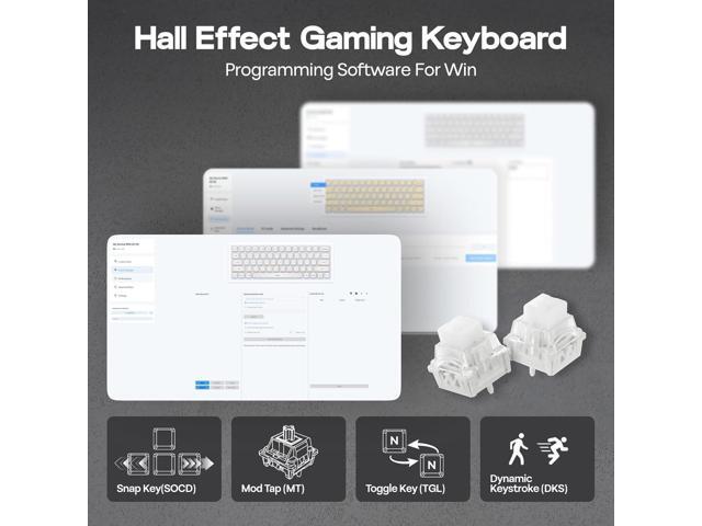 EPOMAKER Aula MINI60 HE Hall Effect Gaming Keyboard, 2.4GHz/BT, 8K Hz Polling, SOCD & DKS, Adjustable Actuation & Fast Trigger, PBT Keycap, 60%...