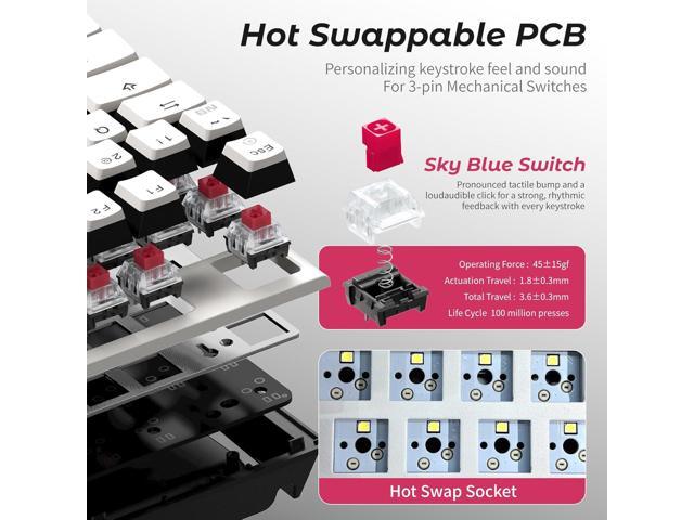 Hexgears X4 Mechanical Keyboard with Number Pad, USB-C Hot Swappable Custom Keyboard, Pre-lubed Linear Switches, White LED Backlit Computer Gaming...