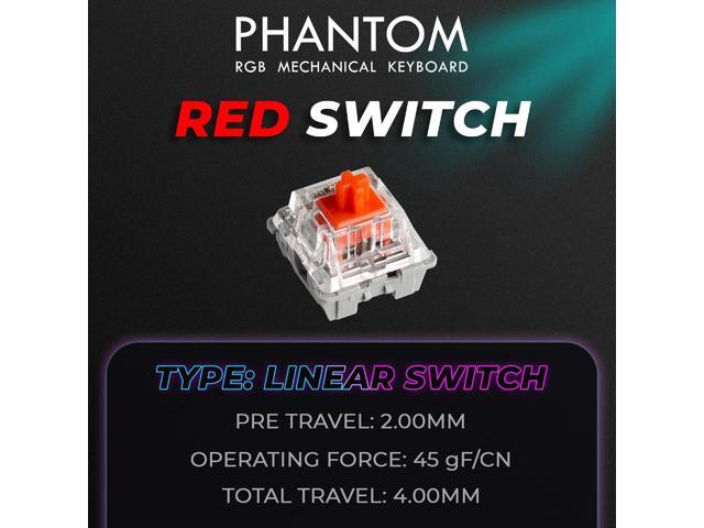 TECWARE Phantom+ 87 Mechanical Gaming Keyboard RGB LED Backlit Hot Swappable Wraith Red Switches 87 Key TKL Layout Thocky Sound Profile ...