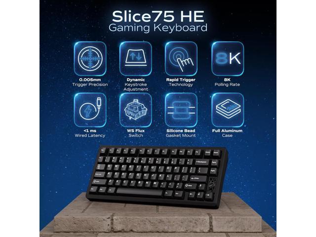 Mechanical Keyboard, Chilkey Slice75 HE Gaming Keyboard Wired, 75% Hall Effect Magnetic Aluminum Keyboard with WS Flux HE Clacky Switch, Rapid...