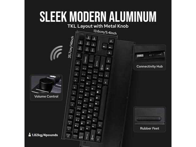 EPOMAKER P87 TKL Aluminum Wireless Gaming Keyboard, QMK/VIA Programmable, 87% BT/2.4Ghz/USB-C, with CNC Metal Knob and RGB Backlight (Black,...