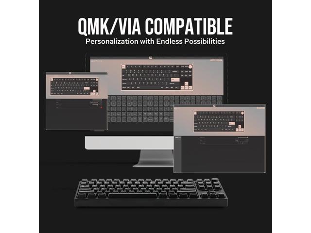 EPOMAKER P87 TKL Aluminum Wireless Gaming Keyboard, QMK/VIA Programmable, 87% BT/2.4Ghz/USB-C, with CNC Metal Knob and RGB Backlight (Black,...