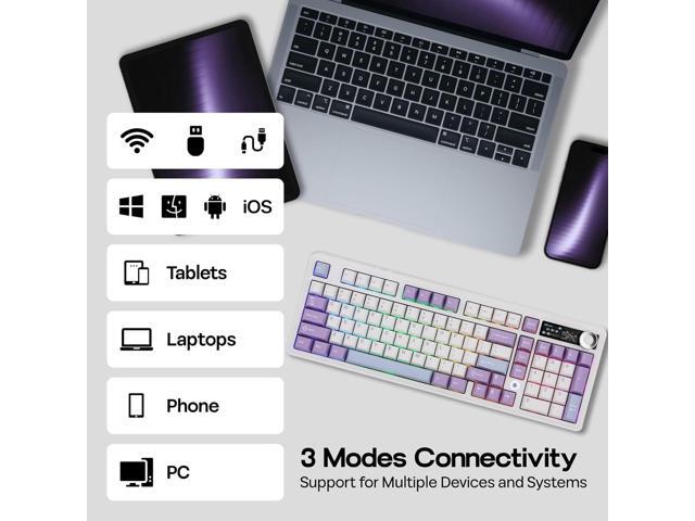 MechLands AJAZZ AK980 V2 Mechanical Gaming Keyboard with Display Screen, 10000mAh Battery, 98% Wireless Keyboard with BT/USB-C/2.4GHz, Hot...