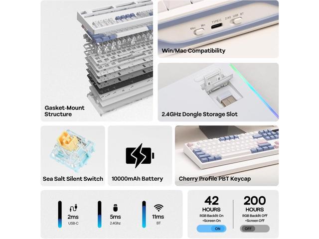 EPOMAKER TH108 PRO Full Size Mechanical Keyboard with Screen & Knob, Wireless Gaming Keyboard with 10000mAh, Creamy Gasket, Hot Swap, Custom...
