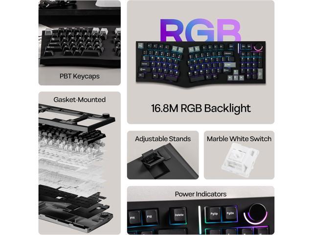 MechLands Feker Alice98 Ergonomic 98 Keys Custom Mechanical Keyboard, VIA Programmable, USB-C Wired Gaming Keyboard, Hot Swappable, 5 Layer...