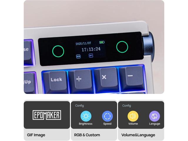 EPOMAKER TH108 PRO Full Size Mechanical Keyboard with Screen & Knob, Wireless Gaming Keyboard with 10000mAh, Creamy Gasket, Hot Swap, Custom...