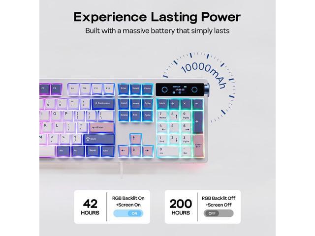 EPOMAKER TH108 PRO Full Size Mechanical Keyboard with Screen & Knob, Wireless Gaming Keyboard with 10000mAh, Creamy Gasket, Hot Swap, Custom...