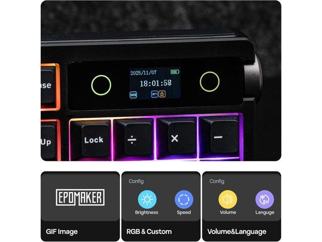 EPOMAKER TH108 PRO Full Size Mechanical Keyboard with Screen & Knob, Wireless Gaming Keyboard with 10000mAh, Creamy Gasket, Hot Swap, Custom...
