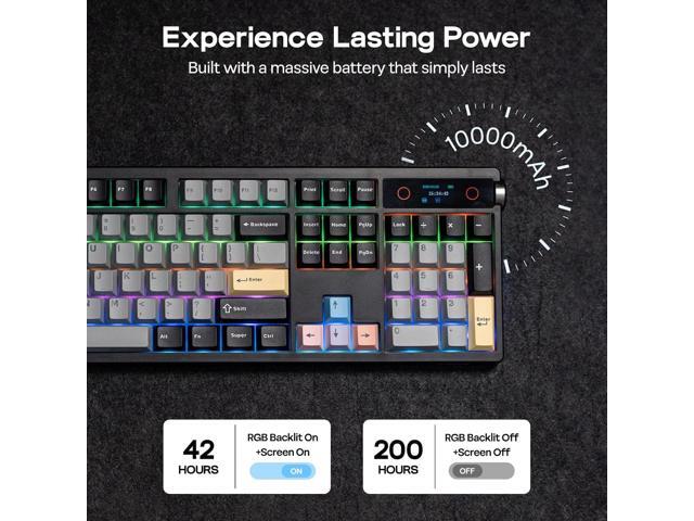 EPOMAKER TH108 PRO Full Size Mechanical Keyboard with Screen & Knob, Wireless Gaming Keyboard with 10000mAh, Creamy Gasket, Hot Swap, Custom...