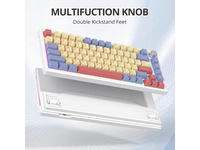 75% Wired Mechanical Gaming Keyboard, Hot Swappable Gasket Mount, White Switch, 82 Keys TKL, NKRO, Creamy for PC Laptop Windows Gamer (Marshmallow)