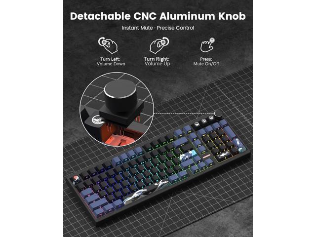 Womier Wireless Gaming Keyboard, Mechanical Keyboard, 98% Creamy Keyboard RGB Backlit with Number Pad and Volume Knob, BT5.0/2.4GHz/USB-C Mode, Hot...