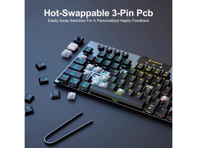 Hexgears Immersion A3 Low-Profile Wireless Mechanical Keyboard, TKL Hot-Swappable Aluminum Gaming Keyboard, BT5.0/2.4GHz/USB-C Linear Switches, RGB...