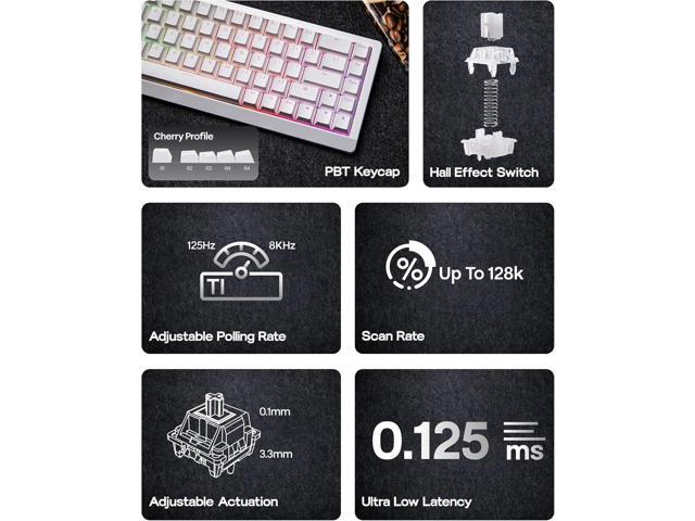 EPOMAKER HE68 Lite Hall Effect Gaming Keyboard, 8k Polling & 128K Scan Rate, 0.01mm Adjustable Trigger, 0.125ms Latency, 5-Layer Sound-Dampened,...