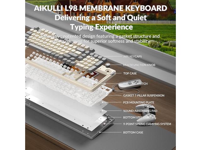 L98 Gaming Keyboard Wired, Cute Creamy Keyboard with Number Pad, Media Knob RGB Backlit, Quiet Office Computer Keyboards for PC Mac Laptop (Creamy...