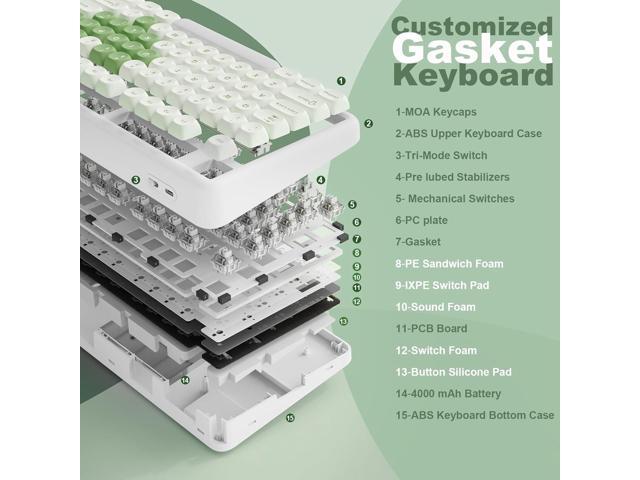 YUNZII B87 Wireless Mechanical Keyboard,QMK/VIA Programmable,TKL Layout 87 Keys,BT/2.4G/USB-C,Hot Swap Gasket Mount RGB Backlit Gaming with Wrist...