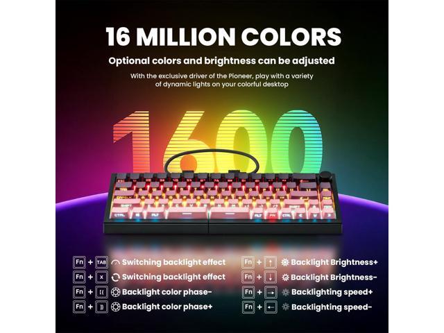 ZORNHER ST68 Wireless Ergonomic Split Mechanical Keyboard,65% Pink & Purple Creamy Thocky TKL Gaming Keyboard with Knob,Lighted Up PBT...