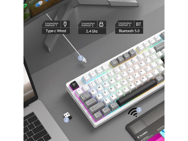 MageGee LIGHT87 Wireless Creamy Keyboard, Gasket Structure Hot Swappable Mechanical Keyboards, 2.4G/USB-C/BT5.0 RGB Backlit Gaming Keyboard for...