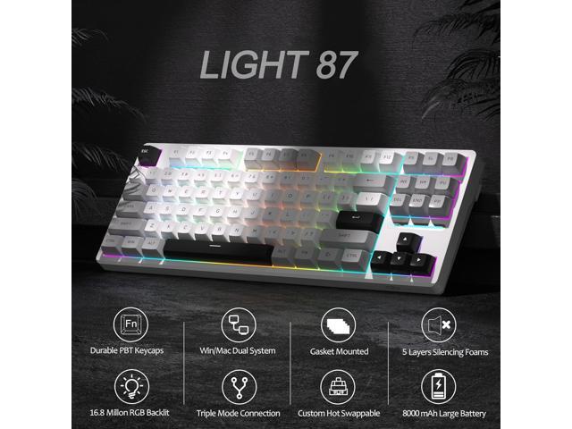 MageGee LIGHT87 Wireless Creamy Keyboard, Gasket Structure Hot Swappable Mechanical Keyboards, 2.4G/USB-C/BT5.0 RGB Backlit Gaming Keyboard for...