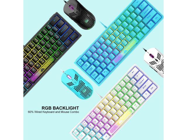 60% Gaming Keyboard and Mouse Combo Small Mini RGB Backlight Mechanical Feeling and Mechanical RGB 6400 DPI Honeycomb Optical Mouse,Gaming Mouse...