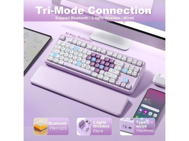 YUNZII B87 Wireless Mechanical Keyboard,QMK/VIA Programmable,TKL Layout 87 Keys,BT/2.4G/USB-C,Hot Swap Gasket Mount RGB Backlit Gaming with Wrist...