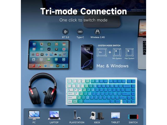 MCHOSE G75 PRO 75% Wireless Mechanical Keyboard, TKL Keyboards Tri-Mode BT5.0/2.4GHz/USB-C, Hot Swap Custom Creamy Keyboards Linear Switch, Double...