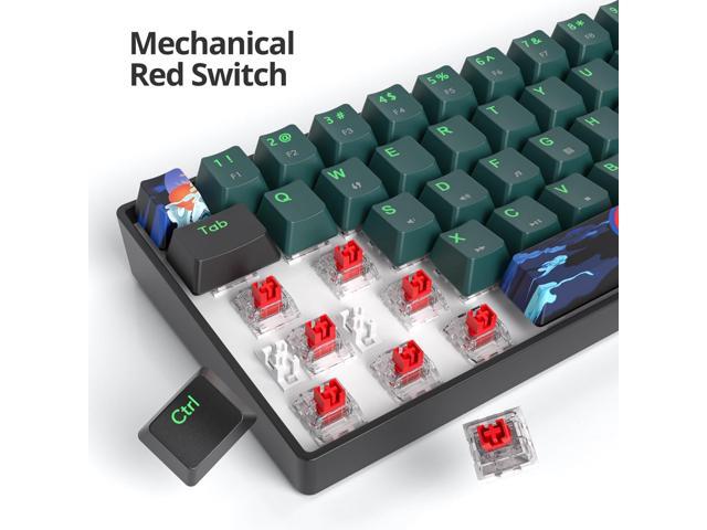 65 Percent Gaming Keyboard 68 Keys Mechanical Keyboard LED Backlit Ultra Compact Wired Keyboard with Red Switch for Windows Laptop Gamer(68 Sound...
