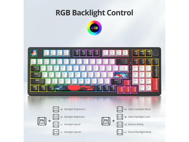 Wired Creamy Gaming Keyboard with Number Pad, 96% Hot-swappable Mechanical Keyboard, Full Layout Custom Keyboard Gasket Mounted with Red Switch...
