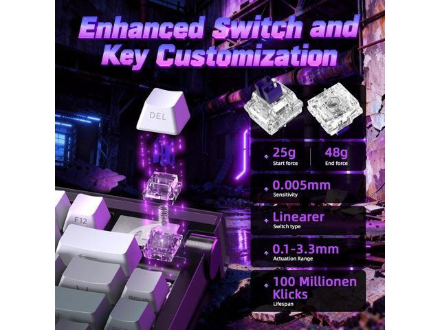ATTACK SHARK R85 HE 75% Magnetic Wired Gaming Keyboard,8KHz Polling Rate Rapid Trigger,0.005mm RT Precision,256K Scan Rate,Custom Hot-Swappable,Web...