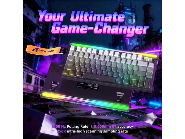 ATTACK SHARK R85 HE 75% Magnetic Wired Gaming Keyboard,8KHz Polling Rate Rapid Trigger,0.005mm RT Precision,256K Scan Rate,Custom Hot-Swappable,Web...