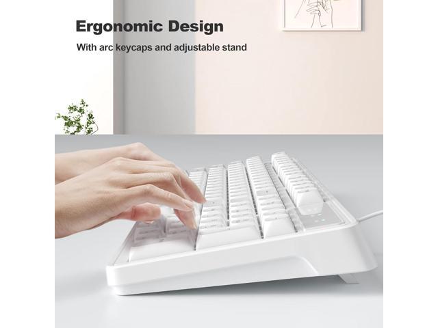 Camiysn Wire Gaming Keyboard, 7 Colorful Rainbow Backlight Classic Gaming Keyboard (White)