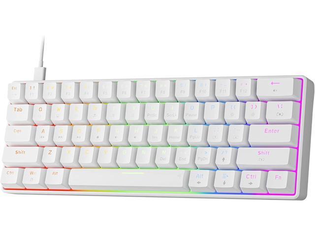 Newmen GM611 Mechanical Keyboard,Rainbow LED Backlit Gaming Wired Keyboards Compact Mini 61 Keys Portable 60 Percent Mechanical Keyboard with White...