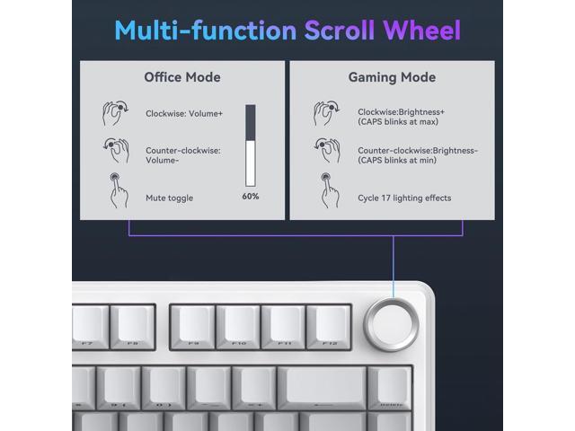 TECURS 75% Mechanical Keyboard for Gaming & Office, Creamy Sound, Gasket Mount, Hot-Swap RGB Backlit 81 Keys Keyboard for Laptop/PC/Mac,...