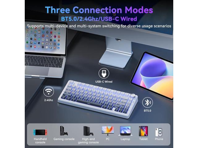 TECURS 75% Mechanical Keyboard for Gaming & Office, Creamy Sound, Gasket Mount, Hot-Swap RGB Backlit 81 Keys Keyboard for Laptop/PC/Mac,...