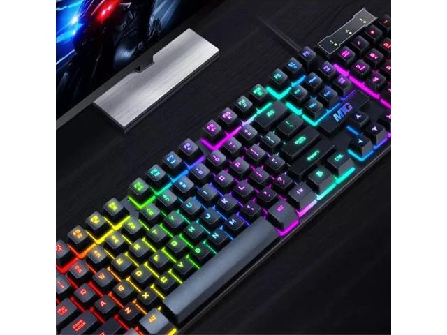 MTG RGB Backlit Mechanical Wired Gaming Keyboard and Mouse, Full Anti-ghosting Keys and RGB Stereo Speaker with 6 Colorful LED Modes for Desktop PC...
