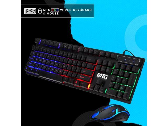 MTG RGB Backlit Mechanical Wired Gaming Keyboard and Mouse, Full Anti-ghosting Keys and RGB Stereo Speaker with 6 Colorful LED Modes for Desktop PC...